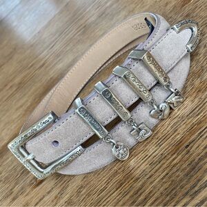 Brighton Vintage Beach Charms Silver and Tan Suede Women's Belt